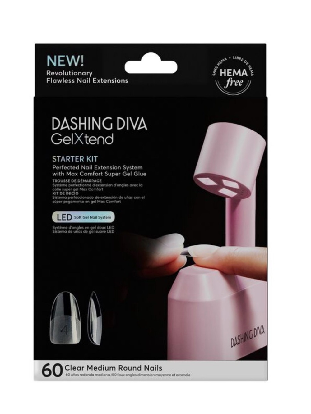 Dashing Diva GelXtend Starter Kit - Pink Clear Medium Round Nails (60 ct)